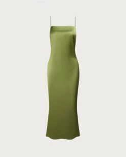 The Green Backless Satin Mermaid Midi Dress 12 The Green Backless Satin Mermaid Midi Dress -CINN Clothing Shop the green satin mermaid maxi dress dresses rzxayy
