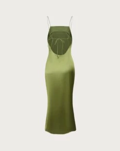 The Green Backless Satin Mermaid Midi Dress 13 The Green Backless Satin Mermaid Midi Dress -CINN Clothing Shop the green satin mermaid maxi dress dresses xm66pr
