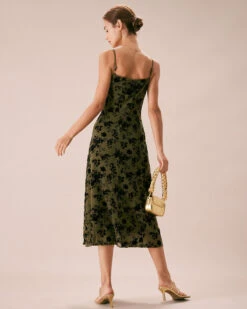 The Green Floral Burnout A-Line Slip Midi Dress 11 The Green Floral Burnout A-Line Slip Midi Dress -CINN Clothing Shop the green sleeveless burnout midi dress dresses 7jj86d