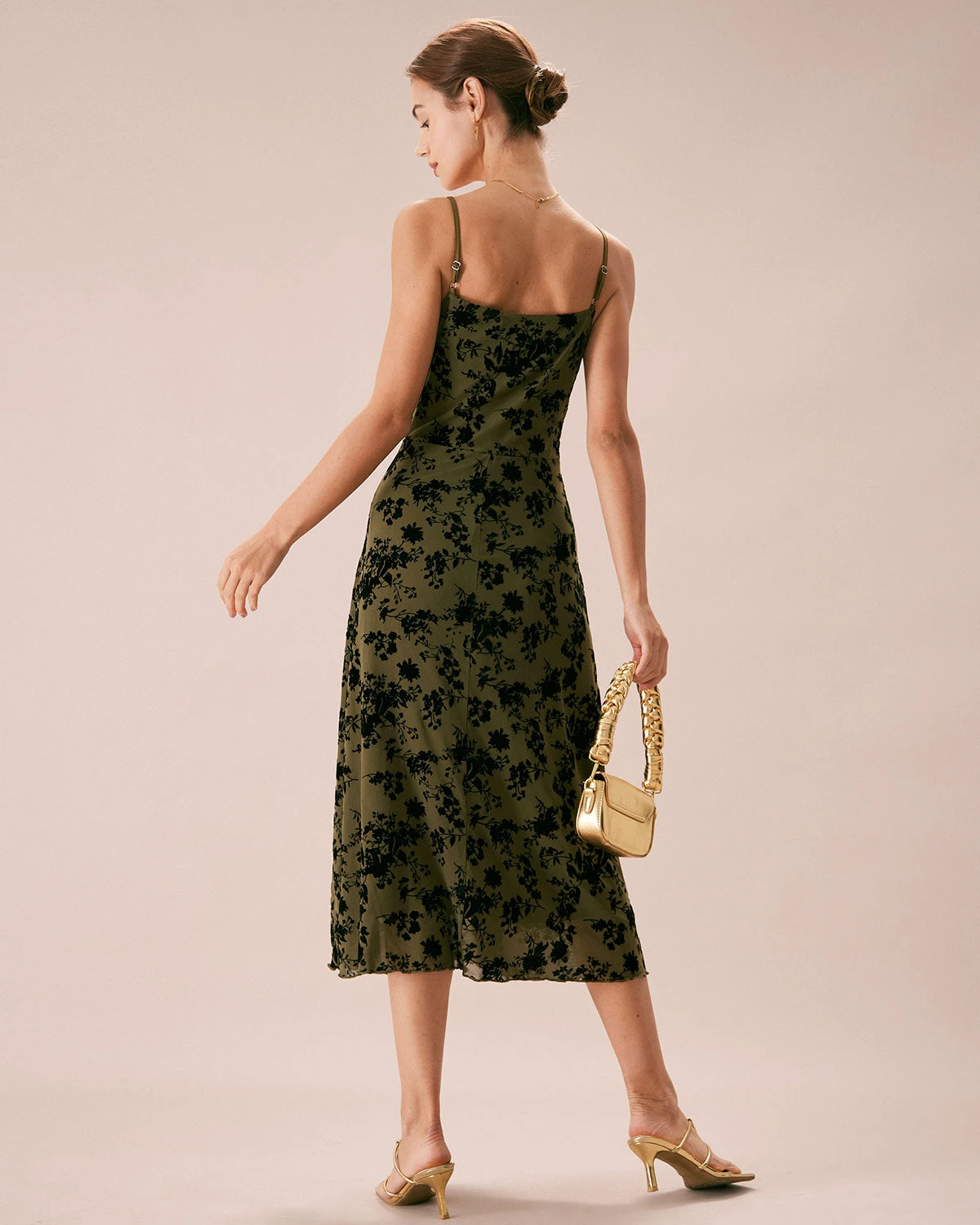 The Green Floral Burnout A-Line Slip Midi Dress 5 The Green Floral Burnout A-Line Slip Midi Dress - Image 5