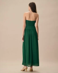 The Green Sweetheart Neck Ruched Maxi Dress -CINN Clothing Shop the green sweetheart neck ruched maxi dress dresses 5lrspv