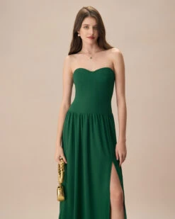 The Green Sweetheart Neck Ruched Maxi Dress -CINN Clothing Shop the green sweetheart neck ruched maxi dress dresses 8bldia