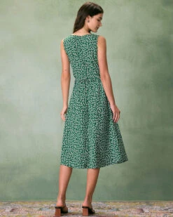 The Green V Neck Floral Button Midi Dress -CINN Clothing Shop the green v neck floral button midi dress dresses se4l0v