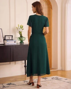 The Green V Neck Button Wrap Maxi Dress 10 The Green V Neck Button Wrap Maxi Dress -CINN Clothing Shop the green v neck wrap button maxi dress dresses hw9rua