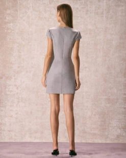 The Grey Square Neck Cap Sleeve Mini Dress -CINN Clothing Shop the grey square neck mini dress dresses zypcyq