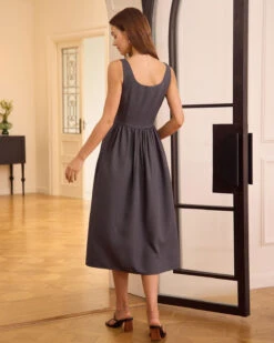 The Grey Square Neck Ruched Midi Dress 10 The Grey Square Neck Ruched Midi Dress -CINN Clothing Shop the grey square neck ruched midi dress dresses vzicau