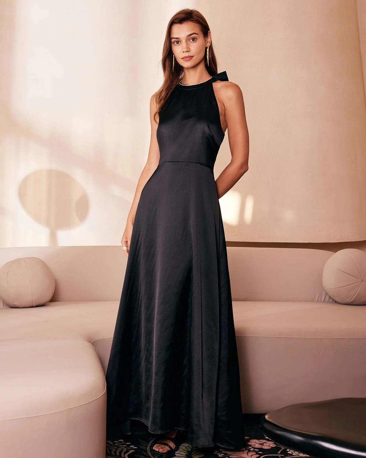 The Black Halter Bowknot Cutout Maxi Dress 2 The Black Halter Bowknot Cutout Maxi Dress - Image 2