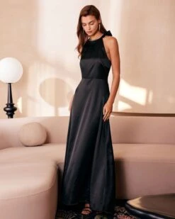 The Black Halter Bowknot Cutout Maxi Dress 12 The Black Halter Bowknot Cutout Maxi Dress -CINN Clothing Shop the halter neck backless maxi dress dresses v1m0nb 986205