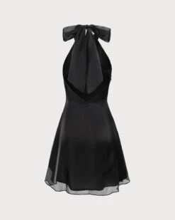 The Black Organza Halter A-Line Mini Dress -CINN Clothing Shop the halter organza a line dress dresses 679zqp