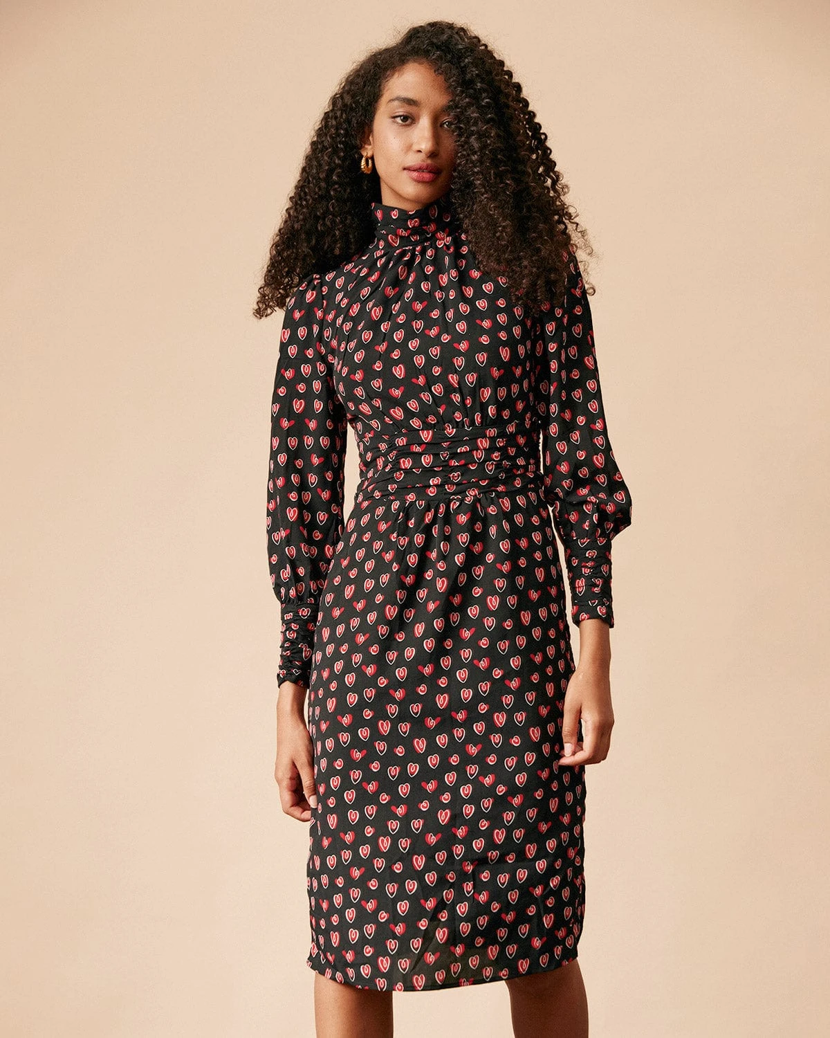 The Mock Neck Floral Long Sleeve Midi Dress 4 The Mock Neck Floral Long Sleeve Midi Dress - Image 4