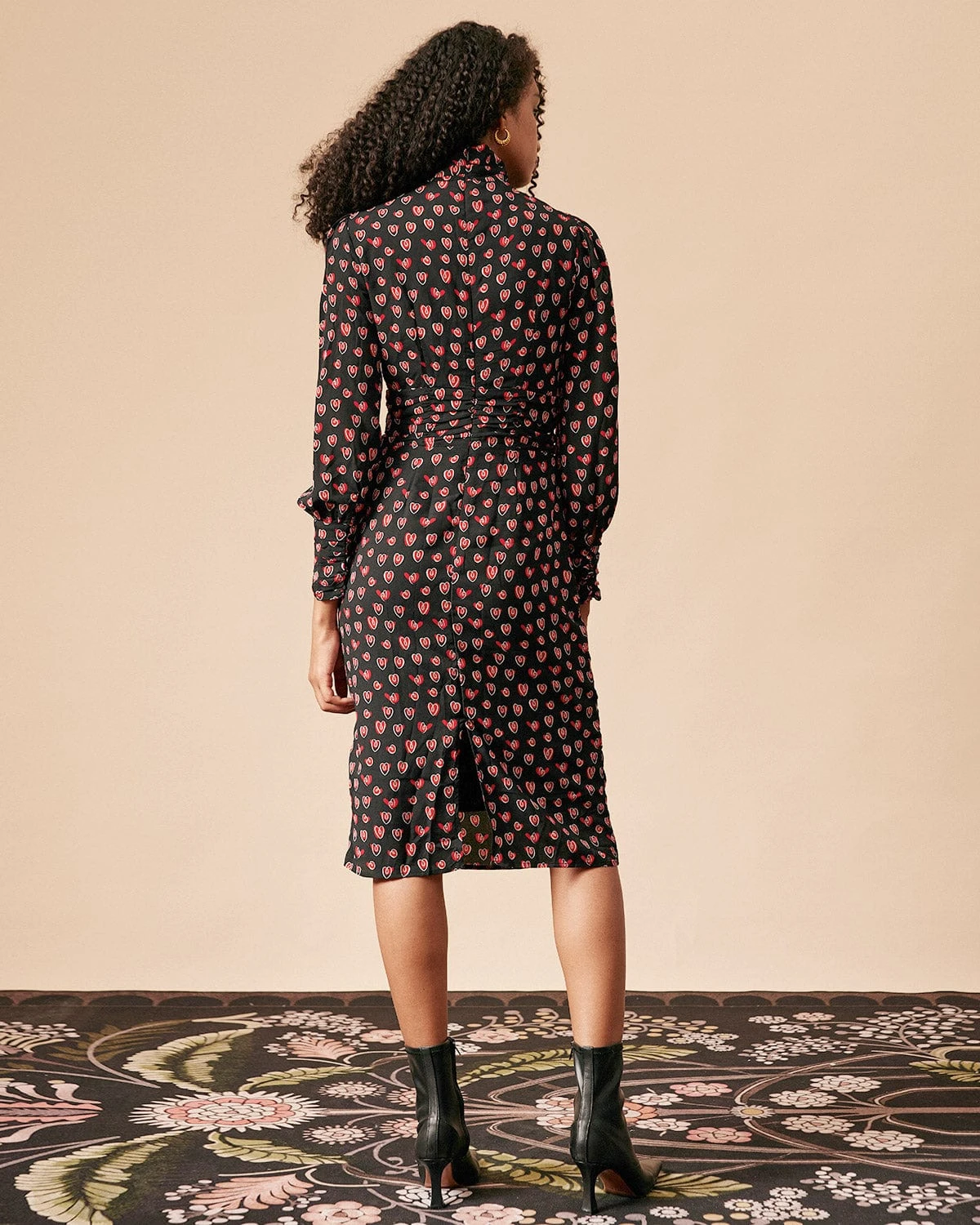 The Mock Neck Floral Long Sleeve Midi Dress 6 The Mock Neck Floral Long Sleeve Midi Dress - Image 6
