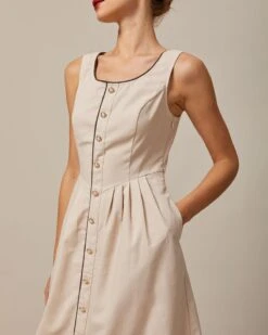 The Khaki Round Neck A-Line Midi Dress 8 The Khaki Round Neck A-Line Midi Dress -CINN Clothing Shop the khaki round neck a line midi dress dresses bs5pjh 544686