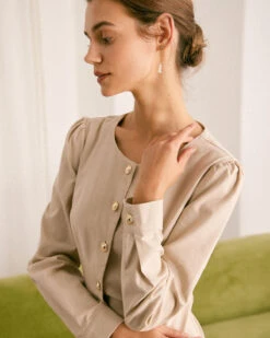 The Khaki Round Neck Button Up Midi Dress 8 The Khaki Round Neck Button Up Midi Dress -CINN Clothing Shop the khaki round neck solid midi dress dresses movksk