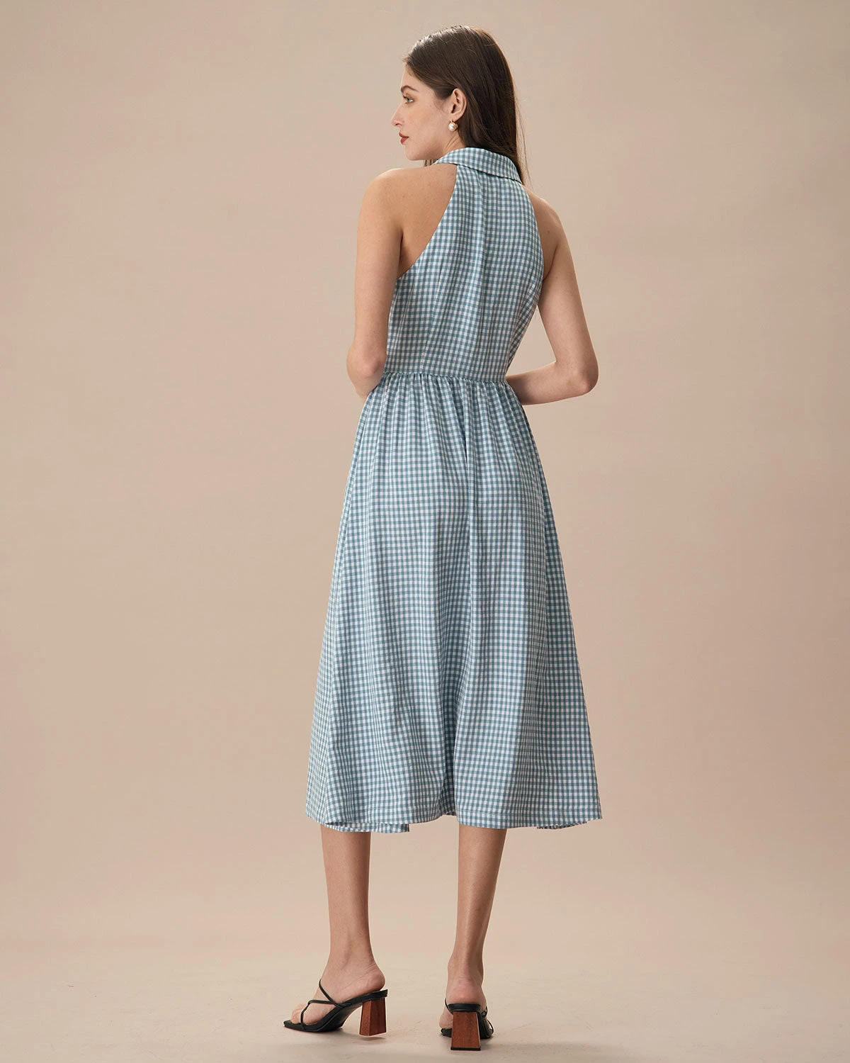 The Blue Lapel Plaid Sleeveless Shirt Midi Dress 5 The Blue Lapel Plaid Sleeveless Shirt Midi Dress - Image 5