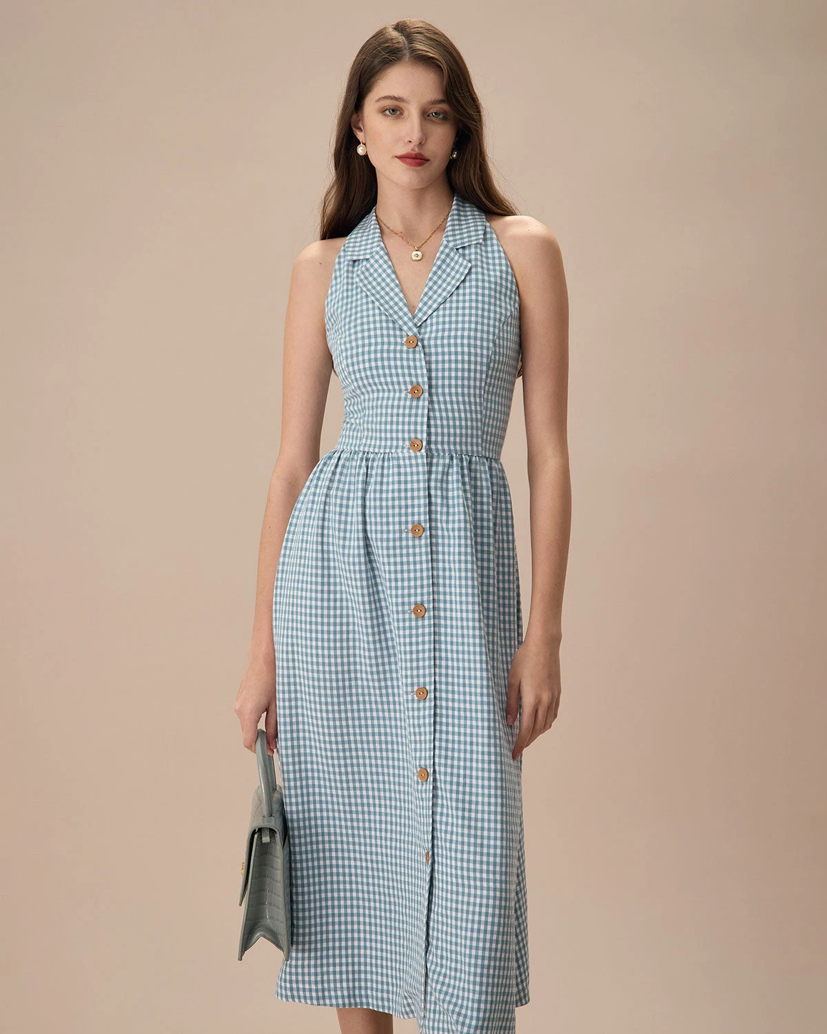 The Blue Lapel Plaid Sleeveless Shirt Midi Dress 1 The Blue Lapel Plaid Sleeveless Shirt Midi Dress
