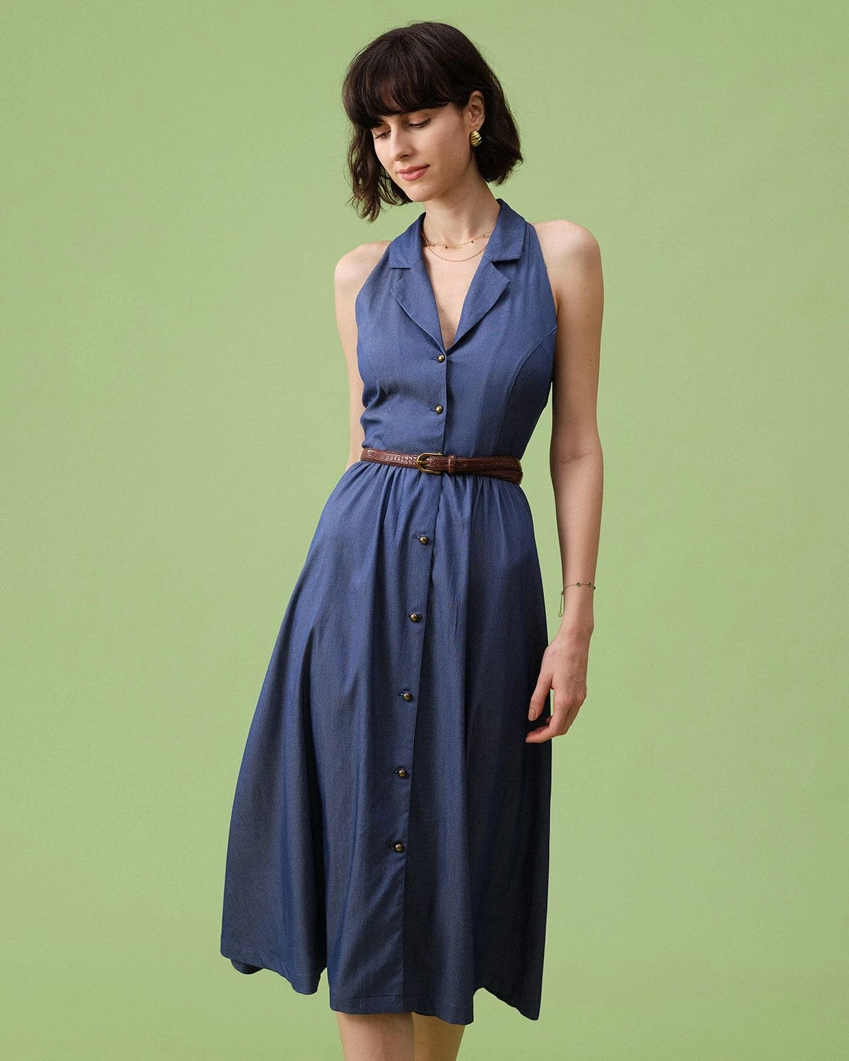 The Blue Lapel Tunic Sleeveless Midi Dress 1 The Blue Lapel Tunic Sleeveless Midi Dress