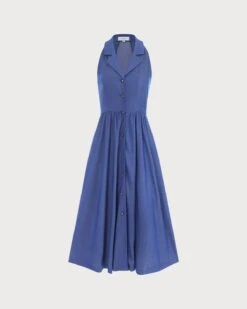The Blue Lapel Tunic Sleeveless Midi Dress 14 The Blue Lapel Tunic Sleeveless Midi Dress -CINN Clothing Shop the lapel tunic midi dress dresses jktvql 520391