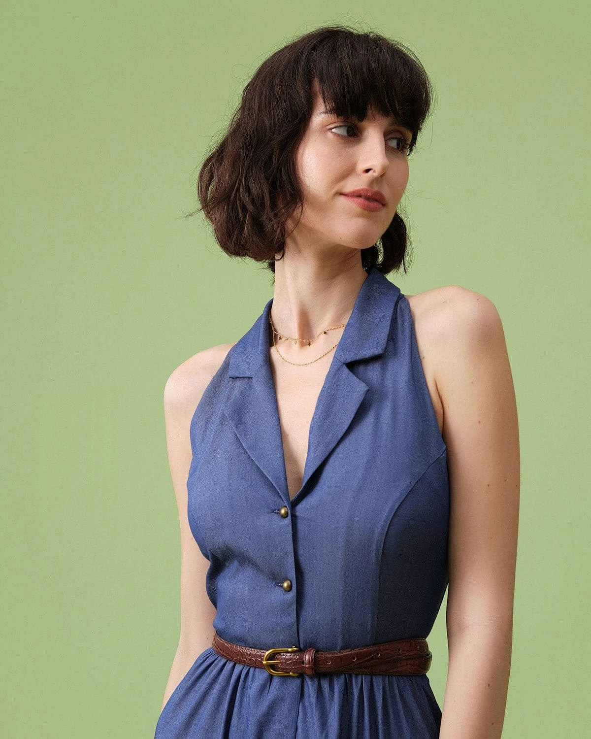 The Blue Lapel Tunic Sleeveless Midi Dress 3 The Blue Lapel Tunic Sleeveless Midi Dress - Image 3