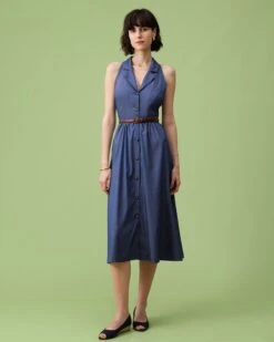 The Blue Lapel Tunic Sleeveless Midi Dress 12 The Blue Lapel Tunic Sleeveless Midi Dress -CINN Clothing Shop the lapel tunic midi dress dresses rfw5gw