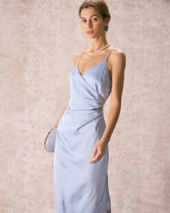 The Light Blue V Neck Satin Slip Midi Dress 9 The Light Blue V Neck Satin Slip Midi Dress -CINN Clothing Shop the light blue v neck satin slip midi dress dresses xh9ilj