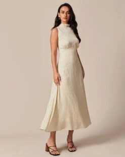 The Apricot Mock Neck Polka Dot Maxi Dress -CINN Clothing Shop the mock neck polka dot dress dresses ioxwql 374126