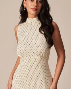 The Apricot Mock Neck Polka Dot Maxi Dress -CINN Clothing Shop the mock neck polka dot dress dresses mutj1f 421531