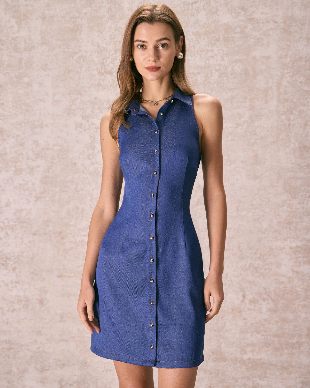 The Navy Shirt Collar Button Front Mini Dress 3 The Navy Shirt Collar Button Front Mini Dress - Image 3