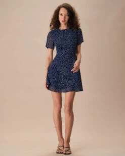 The Navy Crew Neck Polka Dot Cutout Mini Dress 6 The Navy Crew Neck Polka Dot Cutout Mini Dress -CINN Clothing Shop the navy polka dot cutout back mini dress dresses 3gh5lf