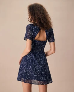 The Navy Crew Neck Polka Dot Cutout Mini Dress 7 The Navy Crew Neck Polka Dot Cutout Mini Dress -CINN Clothing Shop the navy polka dot cutout back mini dress dresses mlgc68