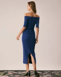 The Navy Off The Shoulder Sweater Midi Dress 11 The Navy Off The Shoulder Sweater Midi Dress -CINN Clothing Shop the off the shoulder sweater dress dresses ussrhm