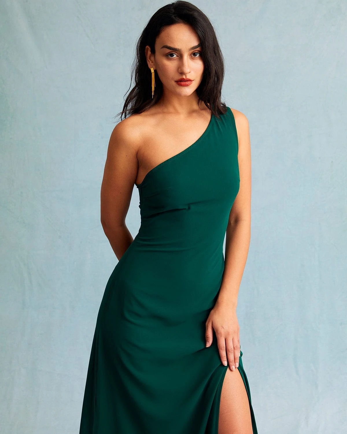 The Green One Shoulder Sleeveless Maxi Dress 3 The Green One Shoulder Sleeveless Maxi Dress - Image 3
