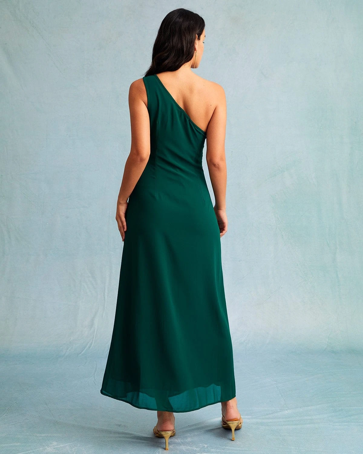 The Green One Shoulder Sleeveless Maxi Dress 5 The Green One Shoulder Sleeveless Maxi Dress - Image 5