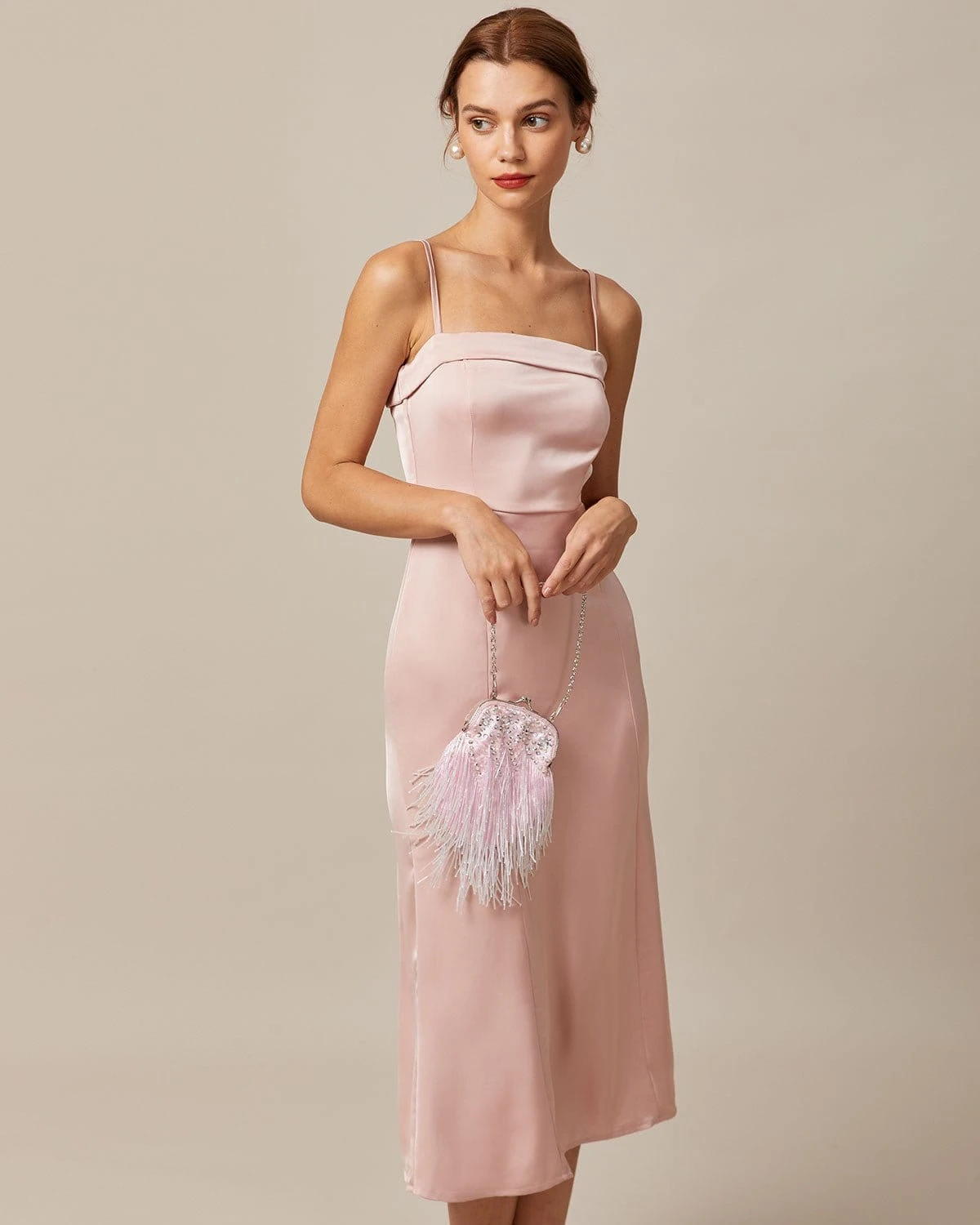 The Pink Bodycon Satin Cami Midi Dress 4 The Pink Bodycon Satin Cami Midi Dress - Image 4