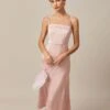 The Pink Bodycon Satin Cami Midi Dress