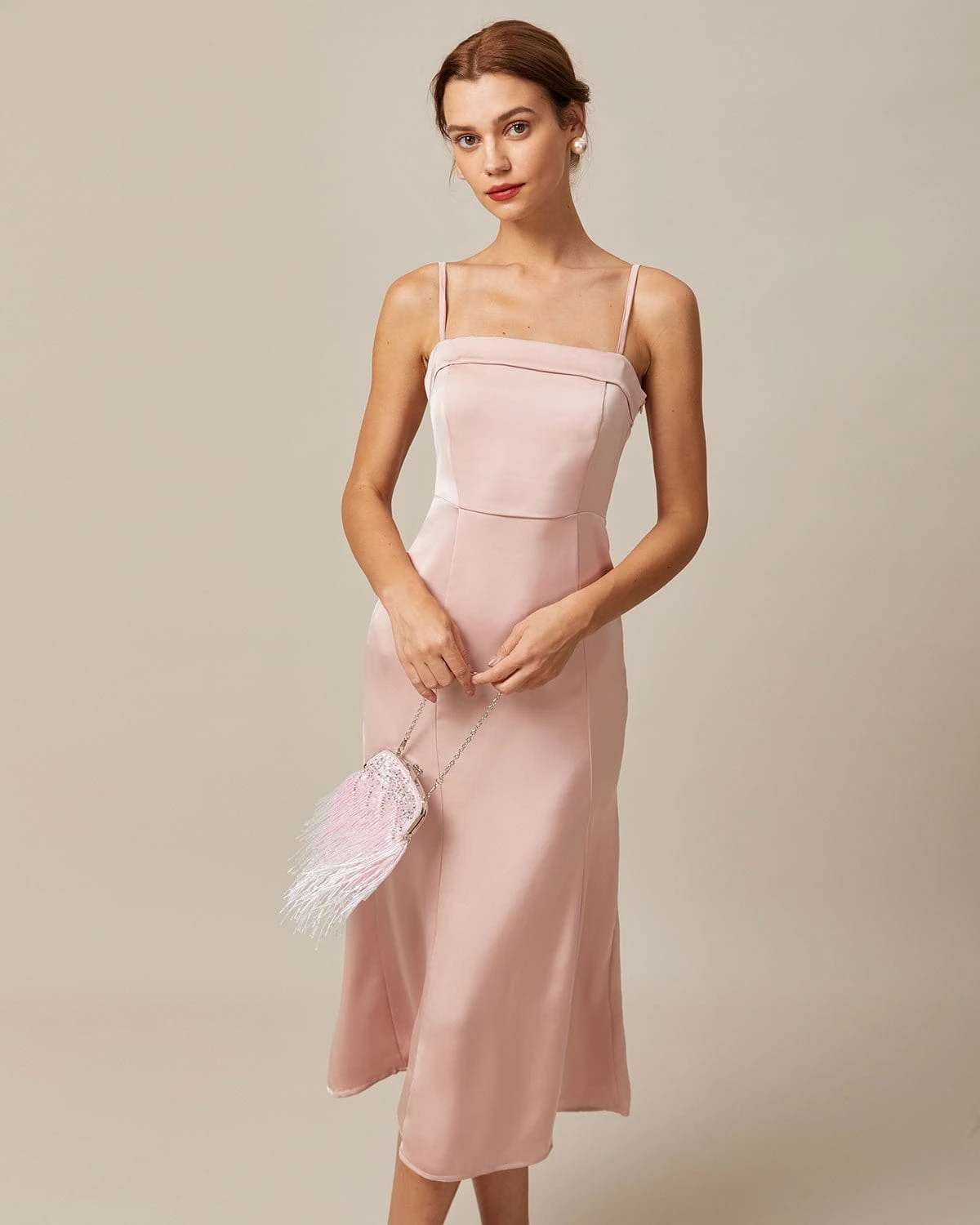 The Pink Bodycon Satin Cami Midi Dress 1 The Pink Bodycon Satin Cami Midi Dress