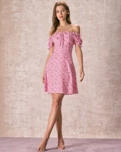 The Pink Square Neck Puff Sleeve Floral Mini Dress 12 The Pink Square Neck Puff Sleeve Floral Mini Dress -CINN Clothing Shop the pink square neck floral mini dress dresses fwvhgo