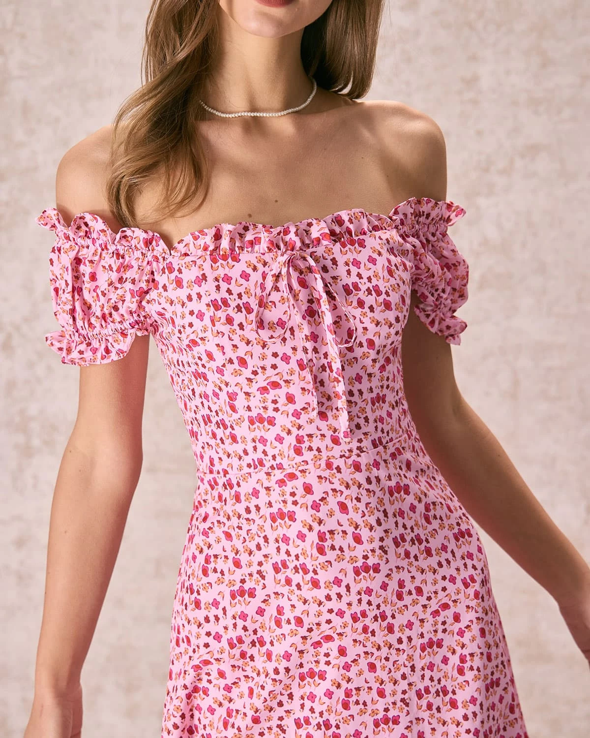 The Pink Square Neck Puff Sleeve Floral Mini Dress 3 The Pink Square Neck Puff Sleeve Floral Mini Dress - Image 3