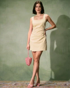 The Yellow Square Neck Ruched Slip Mini Dress -CINN Clothing Shop the pink square neck ruched mini dress dresses 0wivig 8626bddf 81c6 46ec bc3b e6da30310e3b