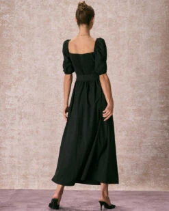 The Black Sweetheart Neck Puff Sleeve Belt Maxi Dress -CINN Clothing Shop the puff sleeve belt maxi dress dresses qnym8z
