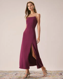 The Purple Pearl Strap A-Line Slit Maxi Dress 9 The Purple Pearl Strap A-Line Slit Maxi Dress -CINN Clothing Shop the purple pearl strap maxi dress dresses ui1bpt
