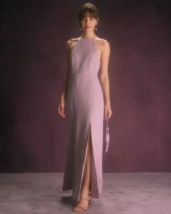 The Purple Cutout Back Mermaid Maxi Dress -CINN Clothing Shop the purple slit mermaid maxi dress dresses wzipeu