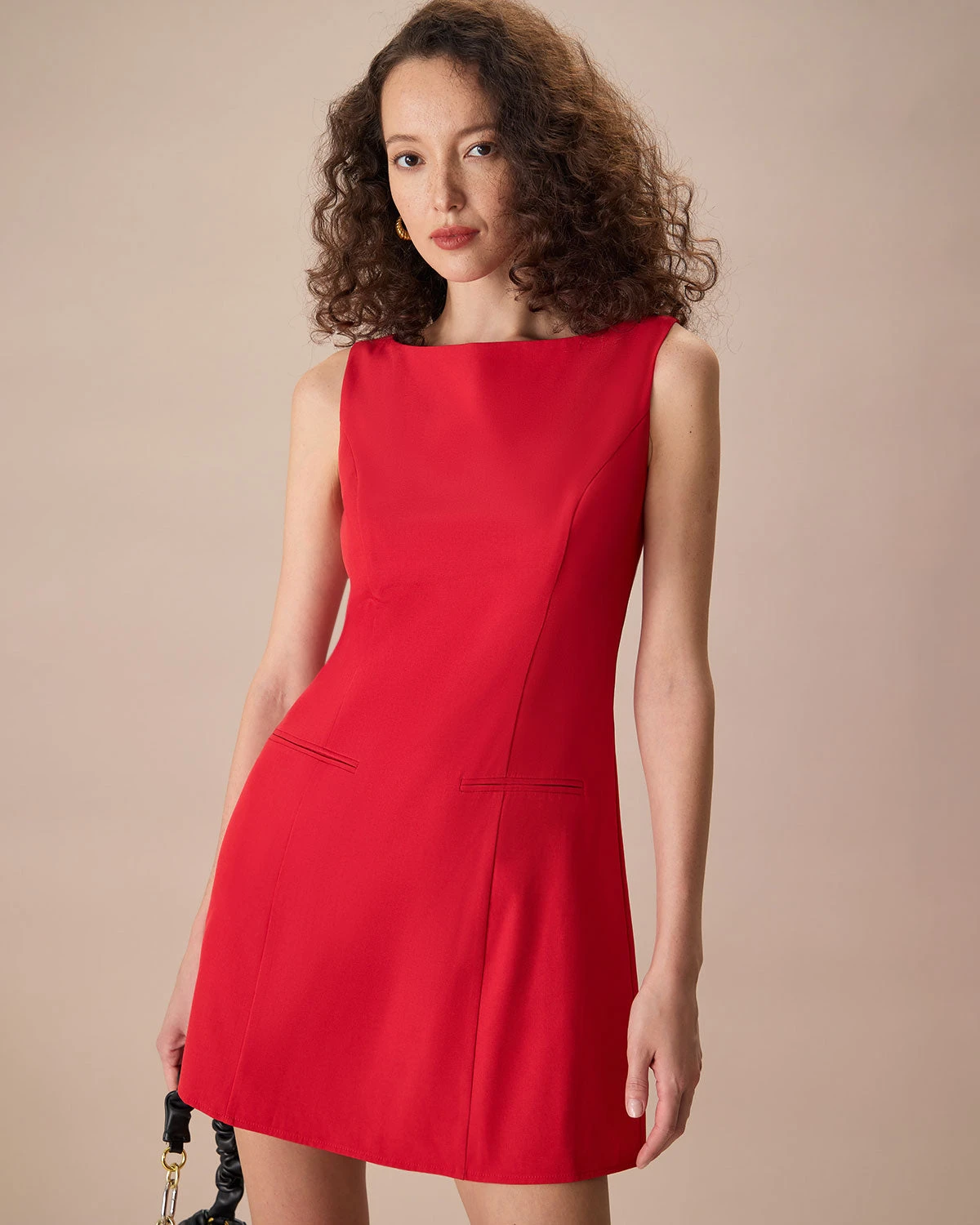The Red Boat Neck Sleeveless Mini Dress 1 The Red Boat Neck Sleeveless Mini Dress