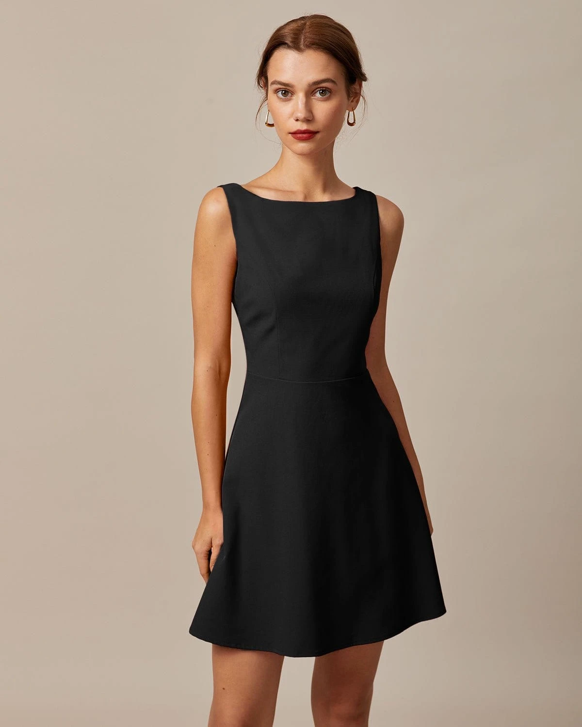 The Black Boat Neck High Waisted Mini Dress 1 The Black Boat Neck High Waisted Mini Dress