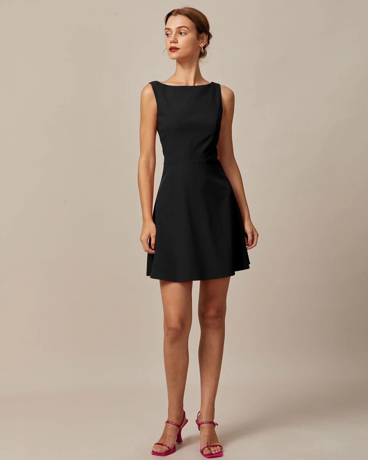 The Black Boat Neck High Waisted Mini Dress 4 The Black Boat Neck High Waisted Mini Dress - Image 4