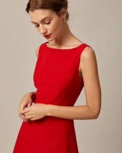 The Red Boat Neck High Waisted Mini Dress 11 The Red Boat Neck High Waisted Mini Dress -CINN Clothing Shop the red boat neck solid mini dress dresses ukwihc 179530