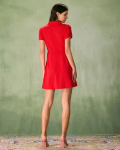 The Red Lapel Button Mini Dress -CINN Clothing Shop the red lapel button mini dress dresses 85rkxf