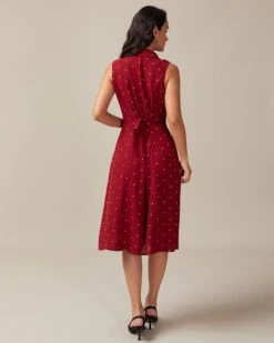 The Red V Neck Polka Dot Tie Back Midi Dress 10 The Red V Neck Polka Dot Tie Back Midi Dress -CINN Clothing Shop the red polka dot tie back midi dress dresses adaz29 480855