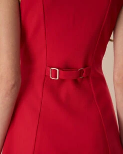 The Red Round Neck Button Mini Dress 8 The Red Round Neck Button Mini Dress -CINN Clothing Shop the red round neck button mini dress dresses fz36ha