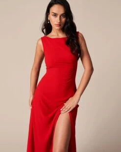 The Red Cowl Neck Cutout Ruched Maxi Dress 9 The Red Cowl Neck Cutout Ruched Maxi Dress -CINN Clothing Shop the red ruched slit maxi dress dresses hvcck7 734639