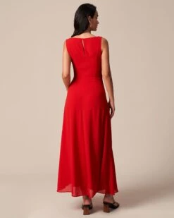 The Red Cowl Neck Cutout Ruched Maxi Dress 11 The Red Cowl Neck Cutout Ruched Maxi Dress -CINN Clothing Shop the red ruched slit maxi dress dresses nzrbti 583990